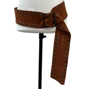 Brown Suede Studded Belt